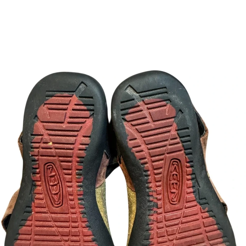 KEEN Sandals Womens Size 7 Brown Leather Slingback‎ Strappy Elastic Cork Footbed